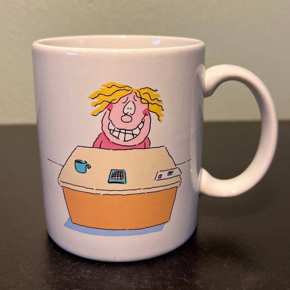 Vintage HALLMARK Humorous Office Worker Ceramic Coffee Mug ~ What Do I Do Here? - Picture 5 of 9